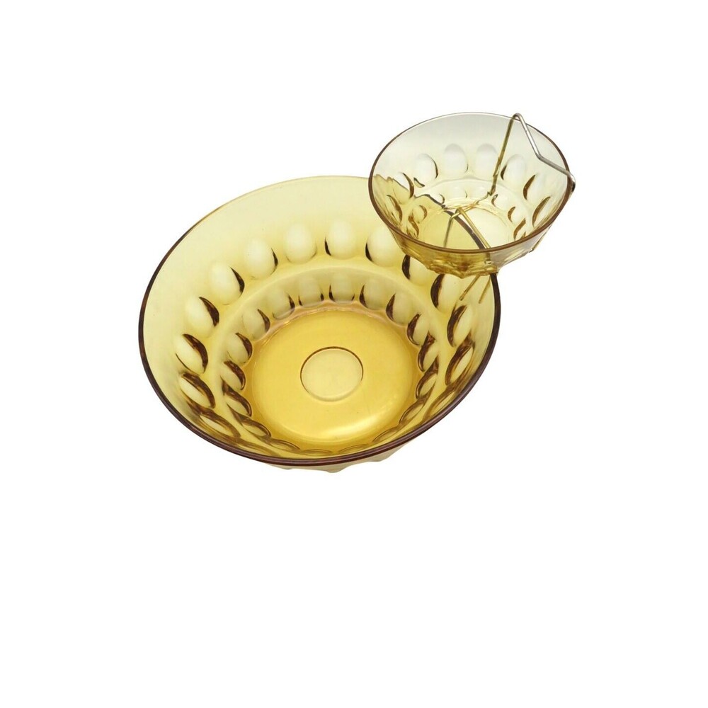 Reflections Hazelware Vintage Gold Yellow Glass 3 piece Chip and Dip Bowls 70s